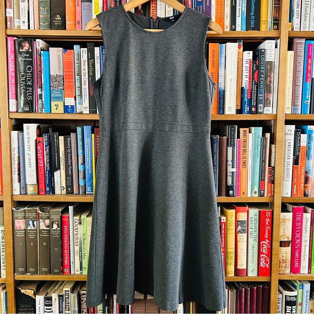Uniqlo Gray Ponte Knit Fit & Flare Stretch Sleeveless Midi Dress, size M